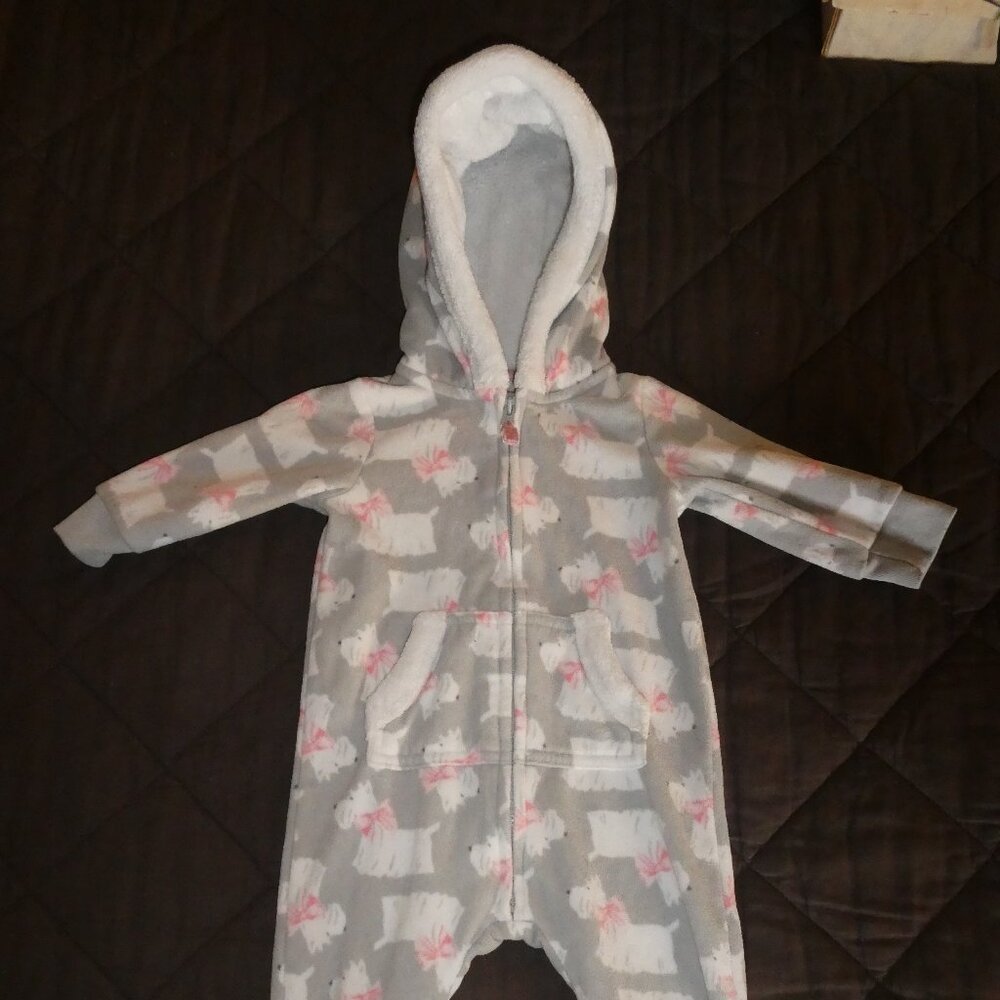 4/$20 Carters Infant Hooded Dog Motif PJ's Sleeper 6 Months